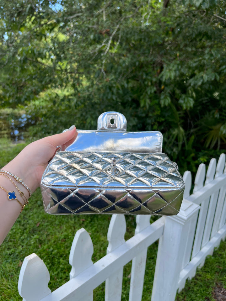 Chanel Around The World Silver Clutch Bag