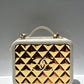 Chanel 21K Small White Lambskin Golden Plate Vanity Case
