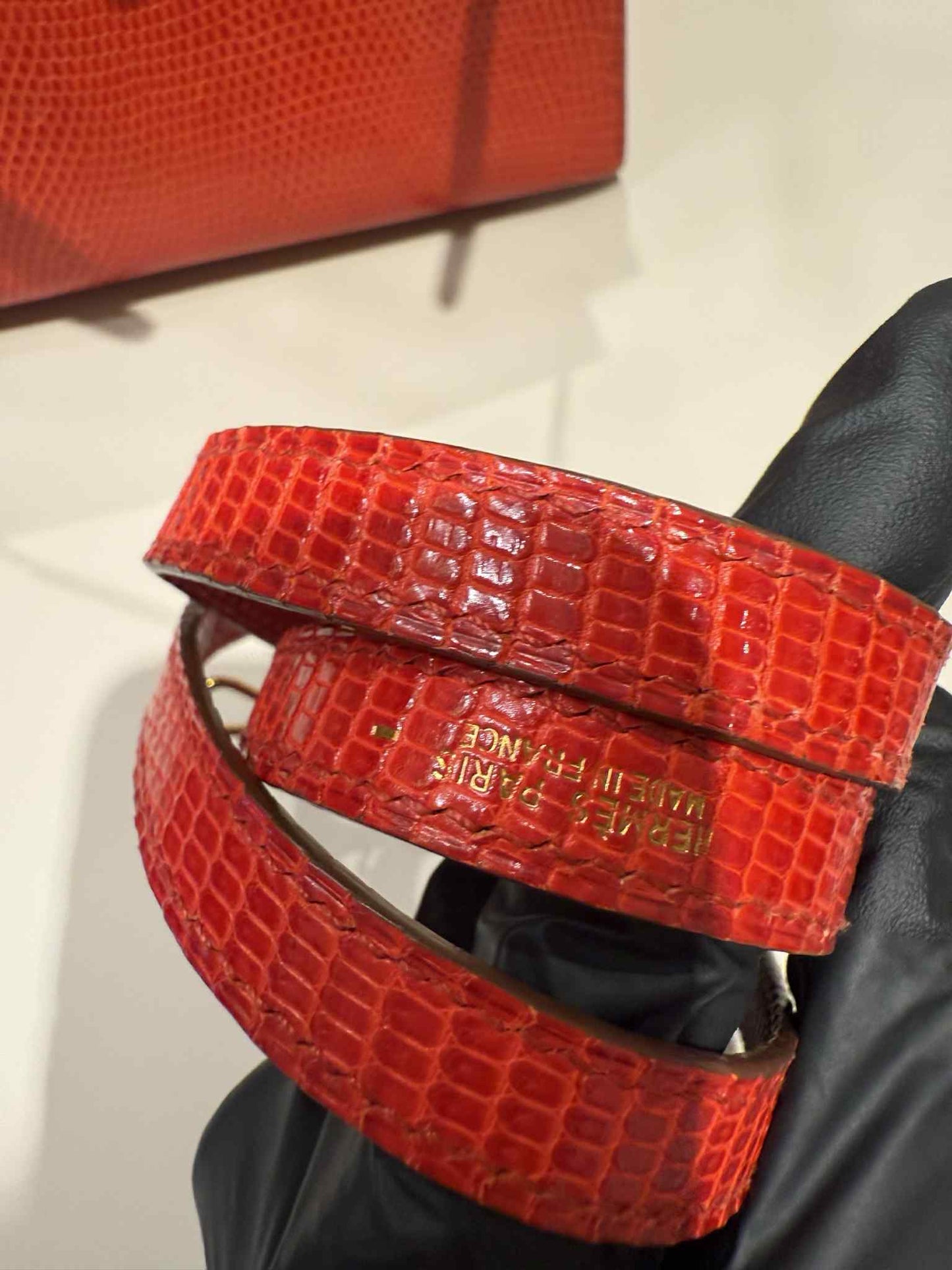 Hermes Vintage Red Lizard Kelly Sellier 20