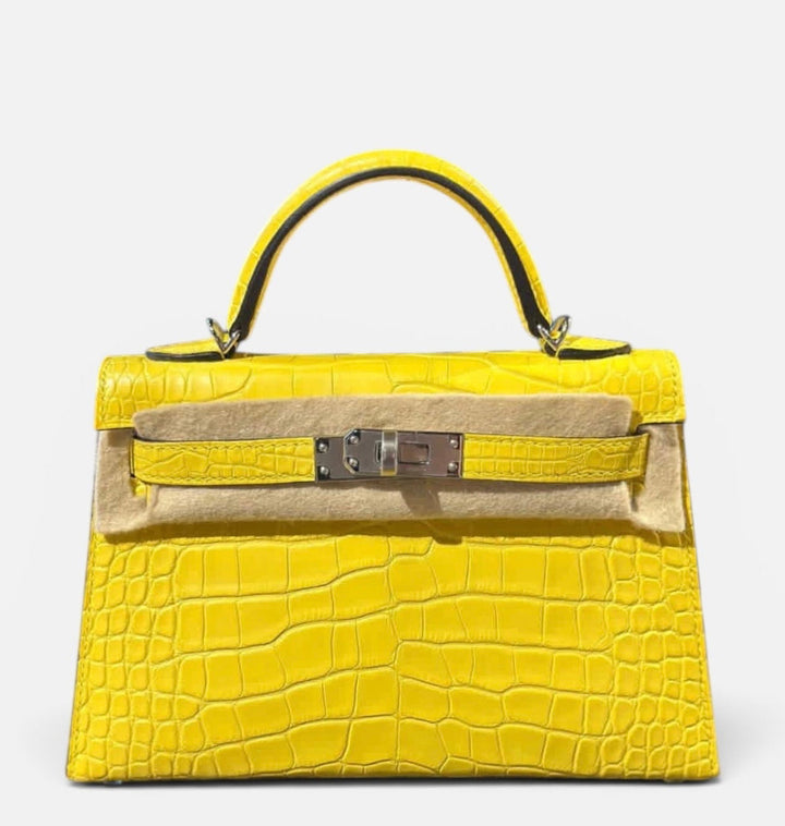 Hermès Mini Kelly 20 Alligator Mimosa Palladium Hardware