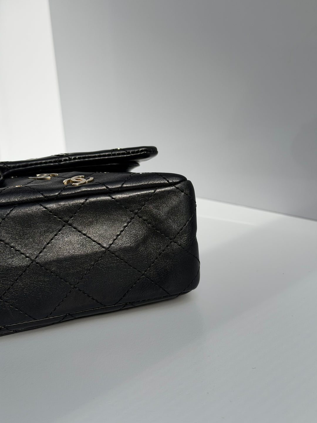 Chanel Medium Reissue 2.55 Flap Bag Black Leather Gold Hardware Punk Charms 2007