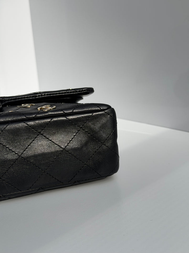 Chanel Medium Reissue 2.55 Flap Bag Black Leather Gold Hardware Punk Charms 2007