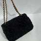 Chanel 24K Black Shearling Medium Flap Bag