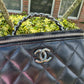 Chanel Shiny Calfskin Quilted Small Crystal Top Handle Vanity W Chain