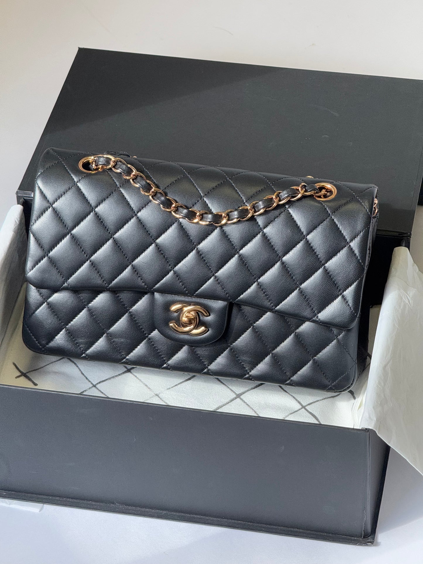 Chanel Black Medium Lambskin Flap Bag + RGHW