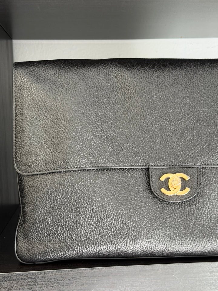 Chanel Maxi 38 Flap Bag Black Souplissimo Grained Calfskin Gold Tone Hardware 2026