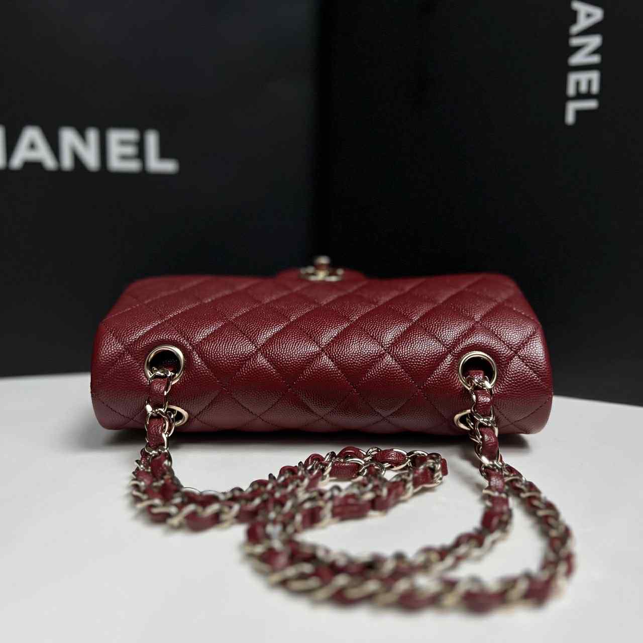 Chanel 19b Burgundy Small Caviar Classic Flap