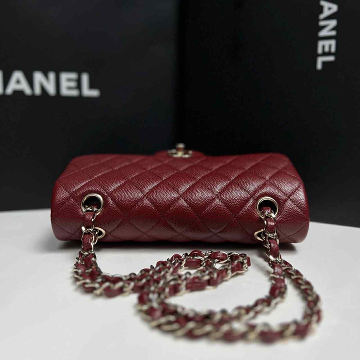 Chanel 19b Burgundy Small Caviar Classic Flap