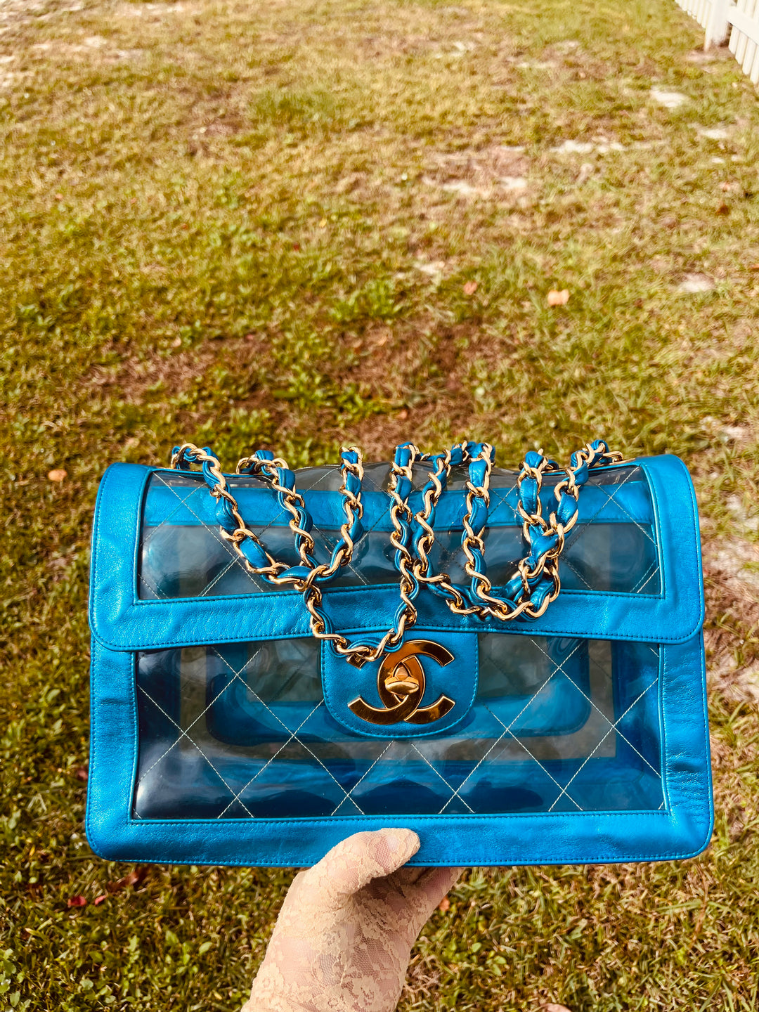 Chanel Iridescent PVC Maxi Lambskin Flap Bag