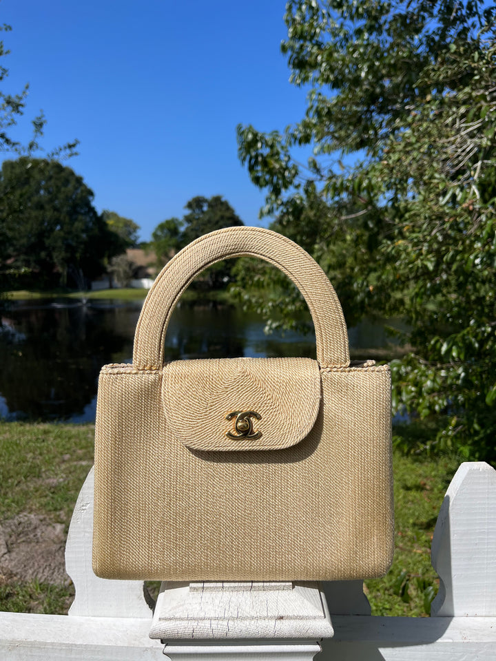 Chanel Vintage Medium Tan Rope Kelly Top Handle