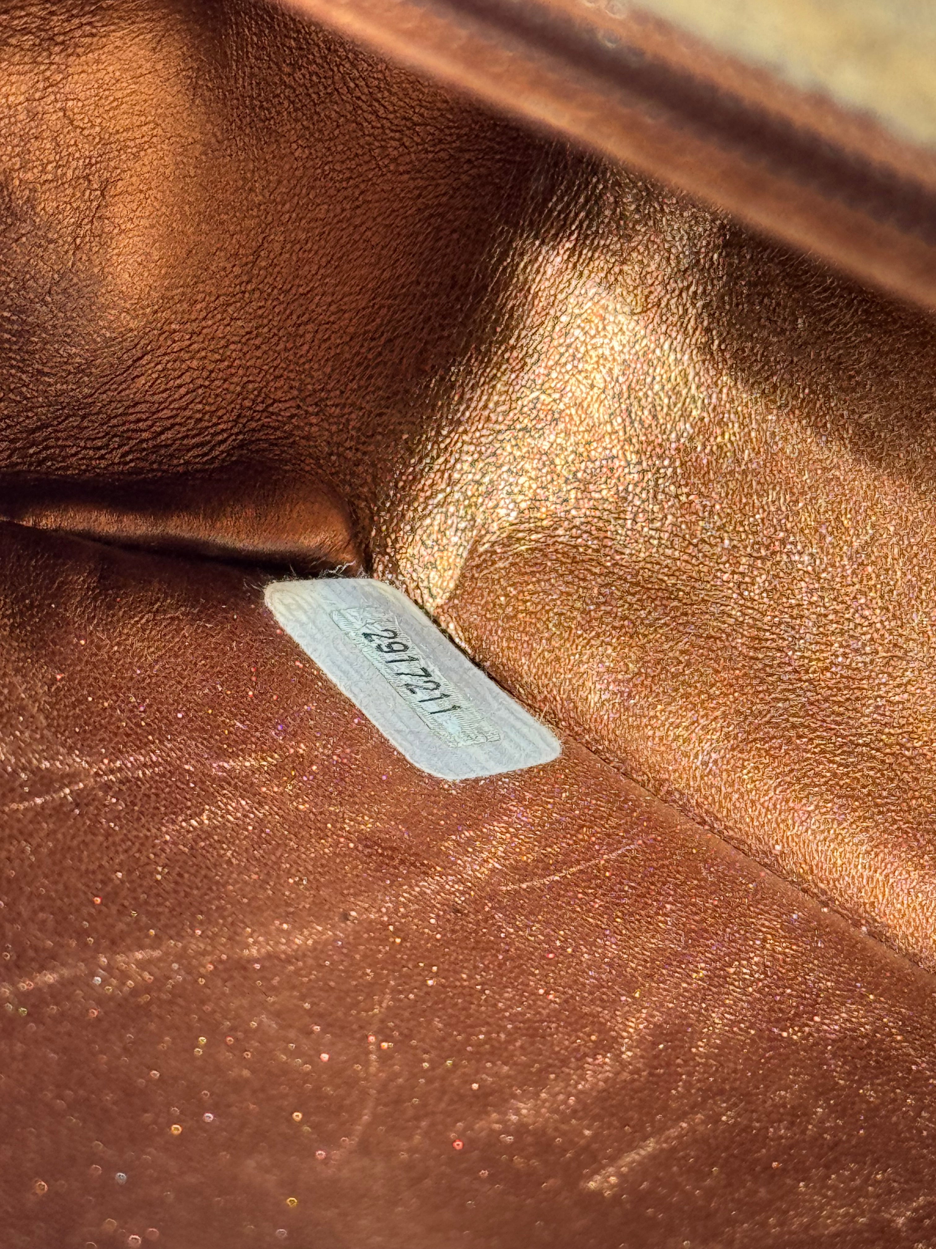 Chanel 1991 Bronze Metallic Brocade Vintage Mini Square Flap Bag