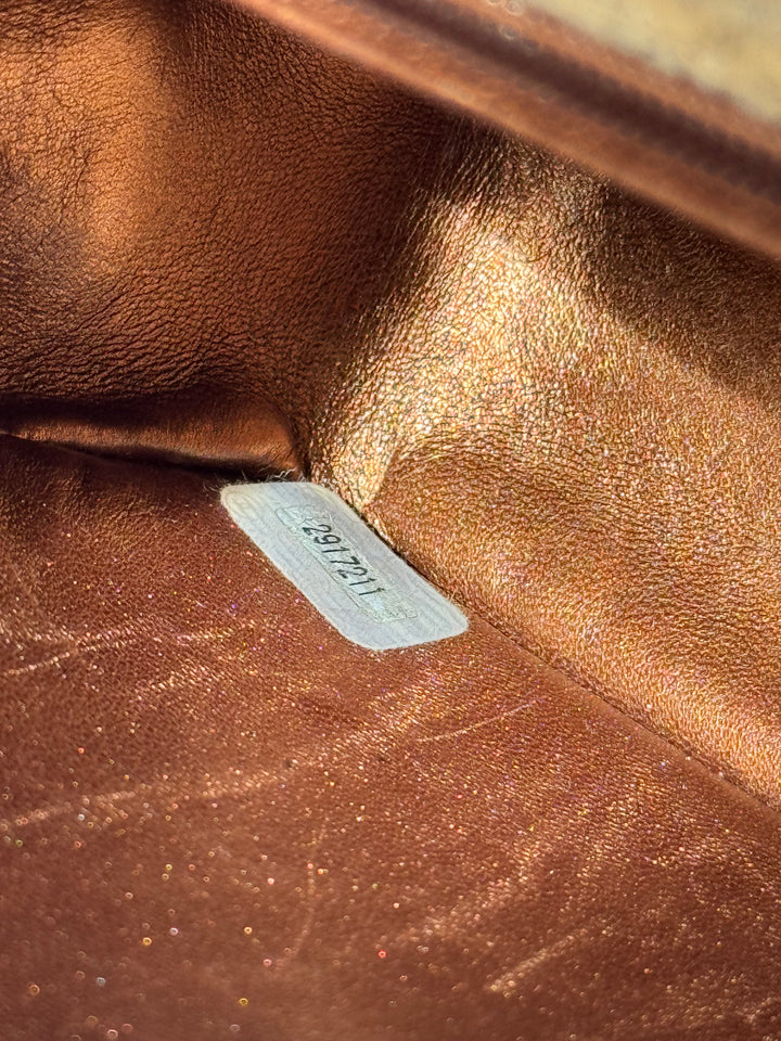 Chanel 1991 Bronze Metallic Brocade Vintage Mini Square Flap Bag