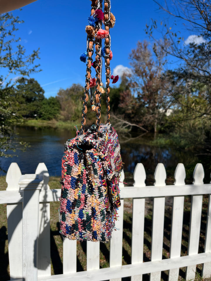 Chanel Jumbo Multicolor Tweed Pom Pom Flap