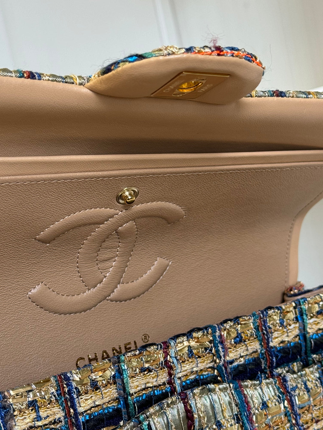 Chanel Medium Egyptian Tweed Flap Bag Gold Hardware 19A