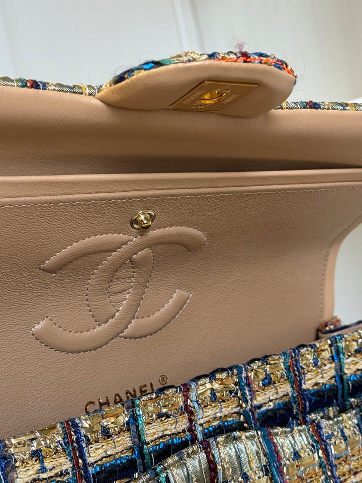 Chanel Medium Egyptian Tweed Flap Bag Gold Hardware 19A