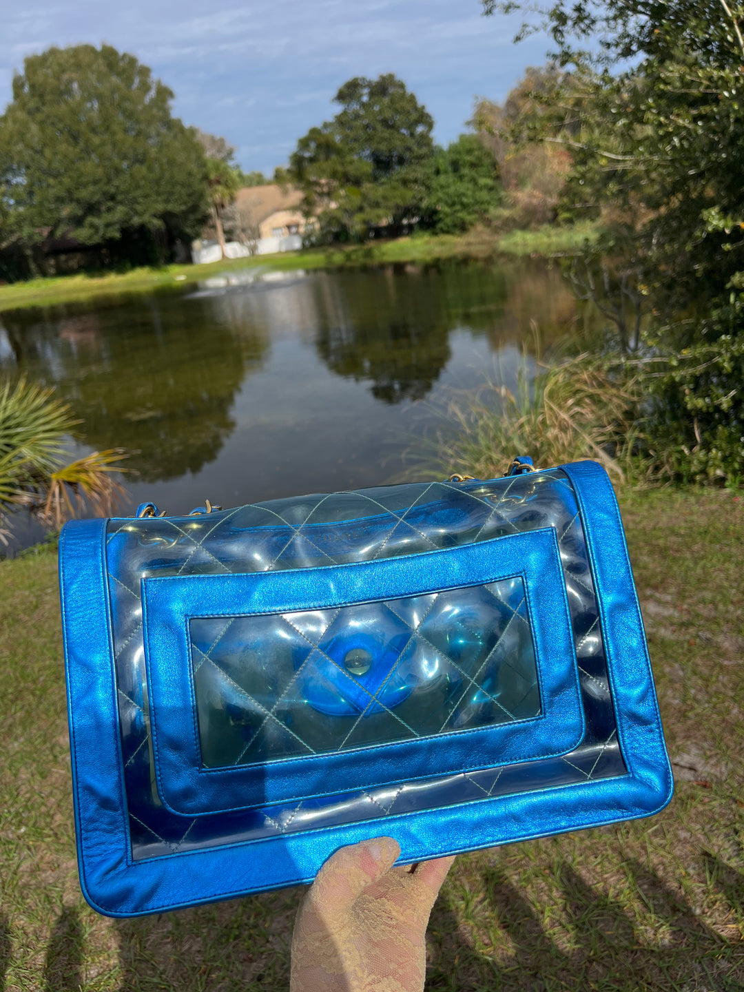 Chanel Iridescent PVC Maxi Lambskin Flap Bag