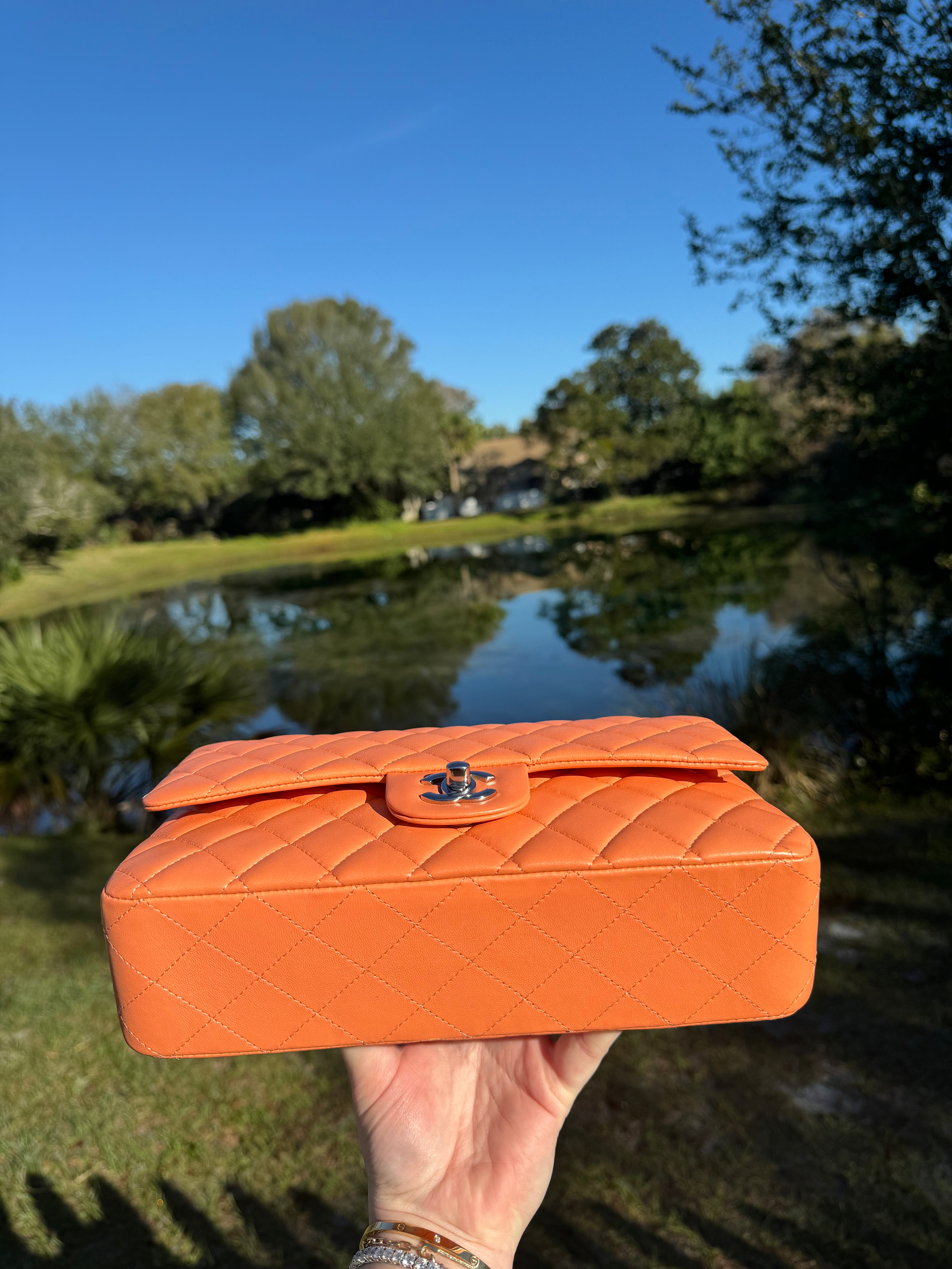 Chanel 21S Orange Neon Lambskin Medium Flap Bag – Its A Luv Story
