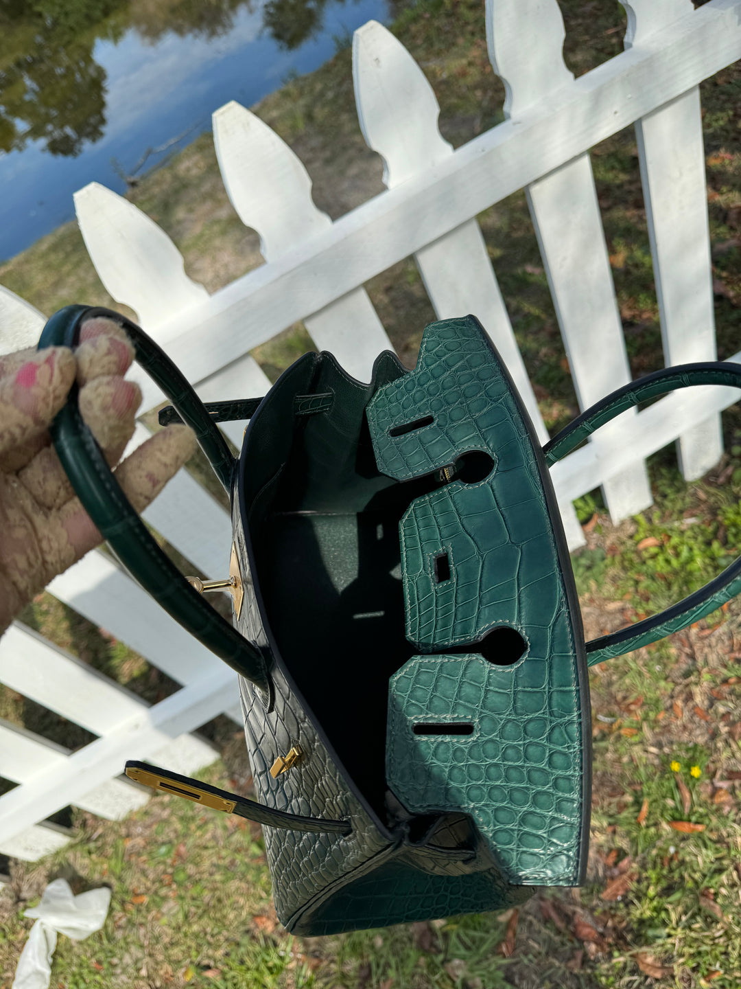 Hermes Matte Croc Vert Fonce Birkin 30