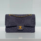 Chanel 1997 Medium 24K Navy Camellia Classic Flap Bag