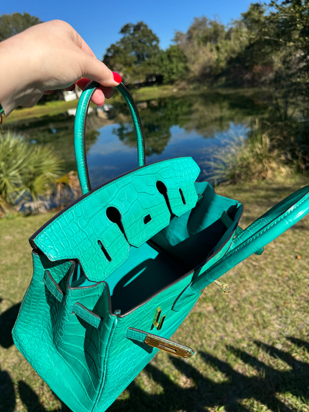 Hermes Matte Croc Blue Paon Birkin 30