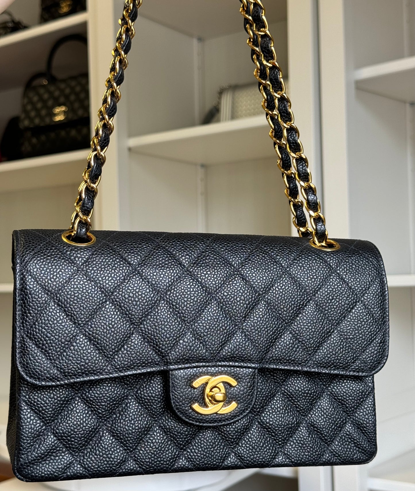 Chanel 6 Series Black Small Vintage Caviar Classic Flap Bag