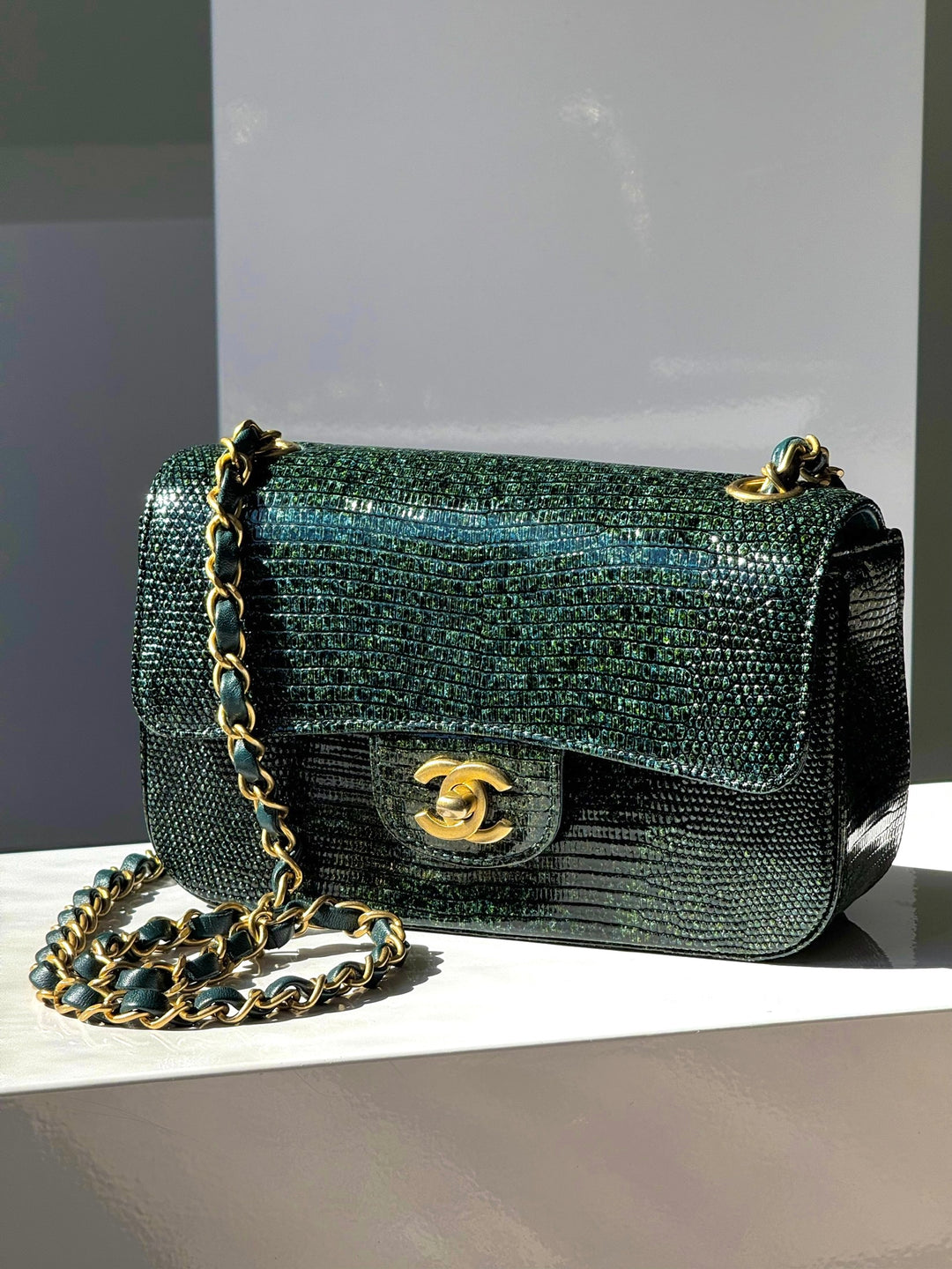 Chanel Green Lizard Mini Flap Bag