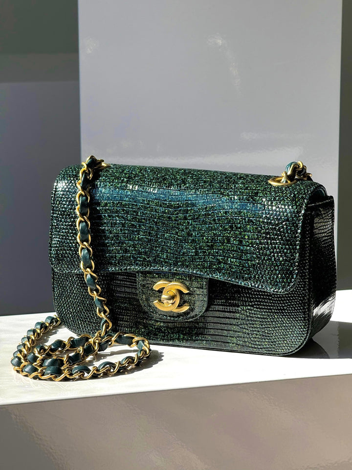 Chanel Green Lizard Mini Flap Bag