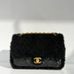 Chanel 24K Black Shearling Medium Flap Bag