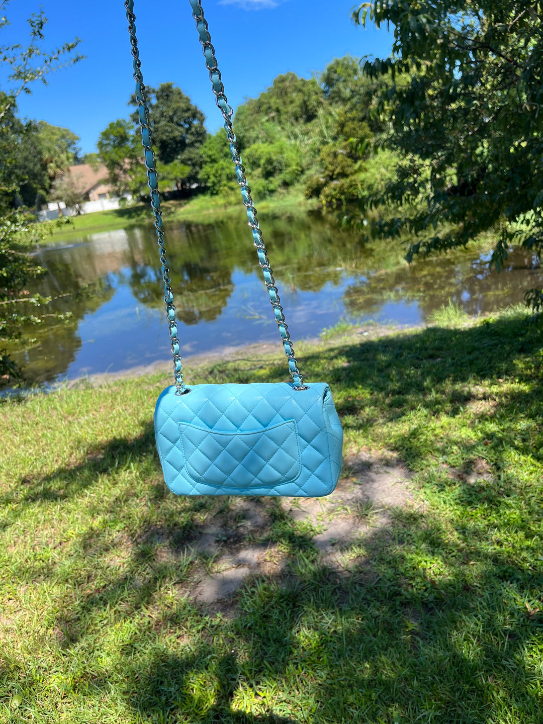Chanel 21S Blue Neon Mini Flap