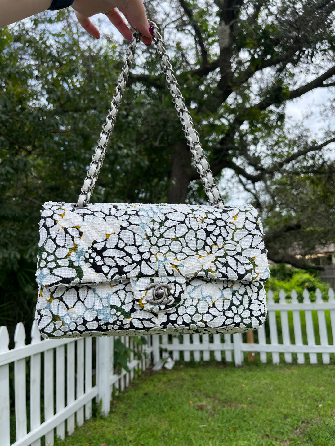 Chanel Floral Medium Tweed Classic Flap