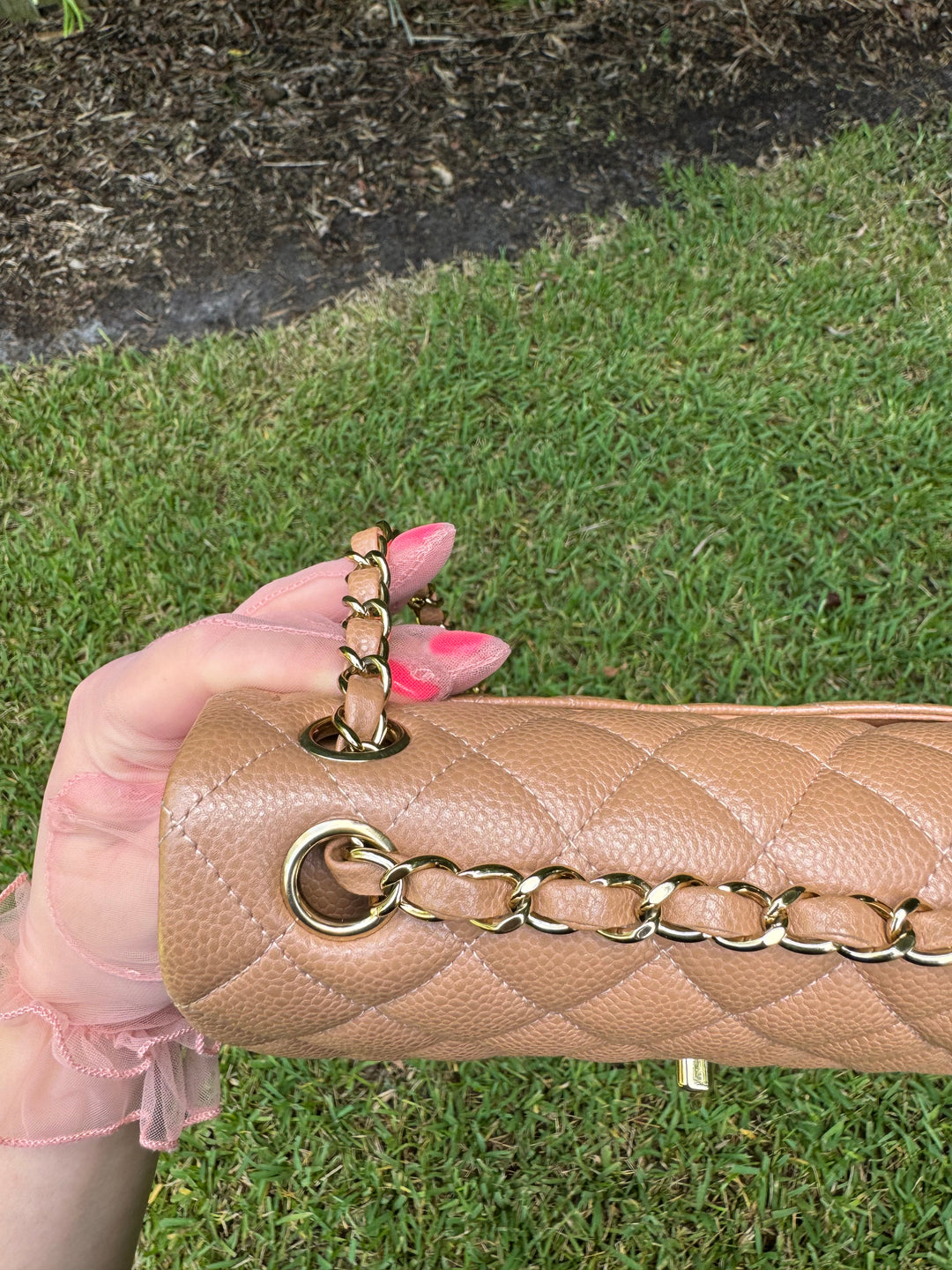 Chanel 18S Small Dark Beige Caviar Double Flap