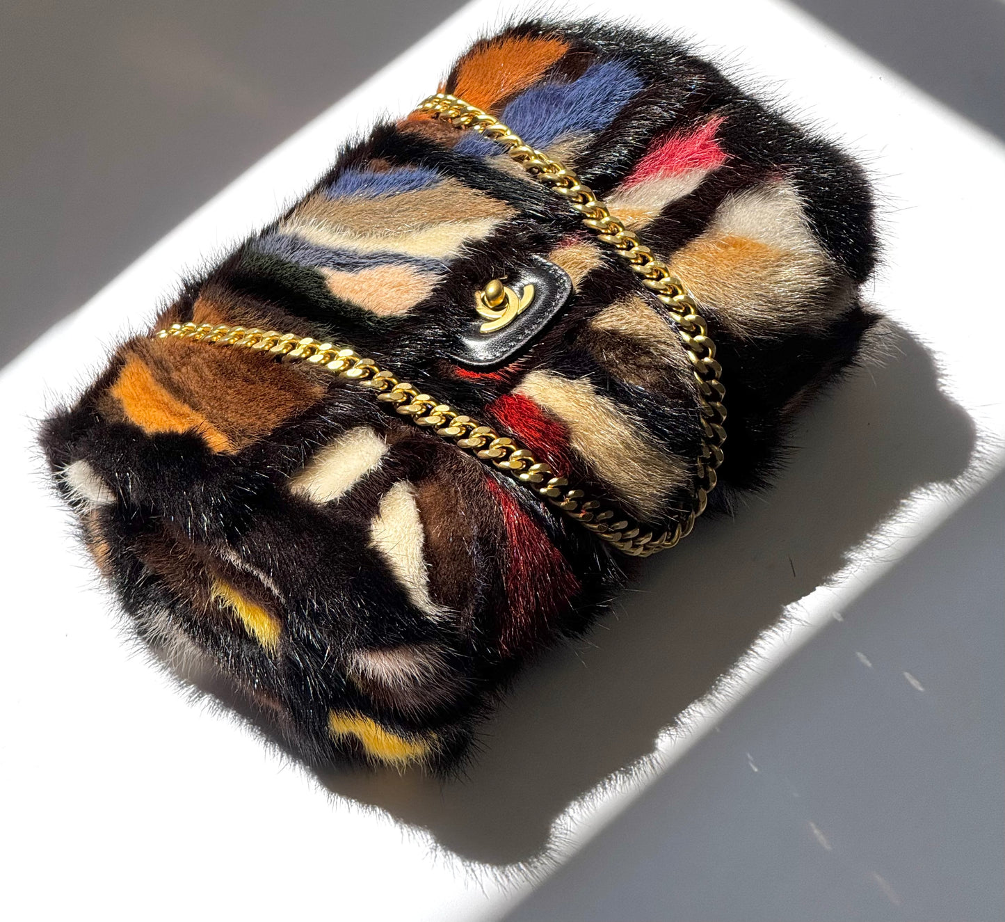 Chanel Multicolor Medium Mink Fur Single Flap Bag