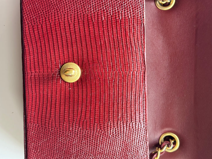 Chanel Burgundy Lizard Mini Rectangular Flap Bag