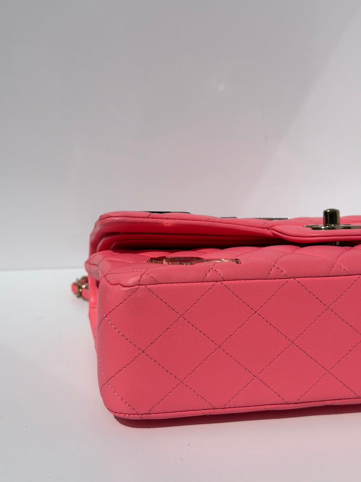 Chanel Medium Hollywood Charms Classic Flap Bag Pink Lambskin Light Gold Hardware 2024