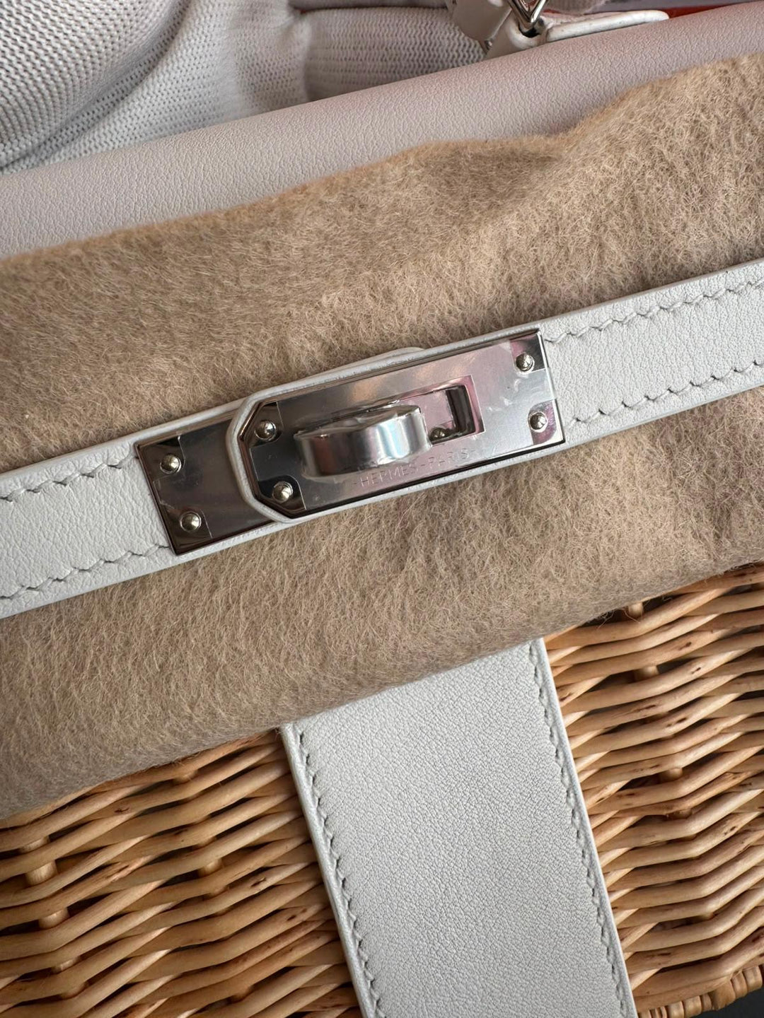Hermès Mini Kelly Picnic Wicker New White Palladium Hardware 2020