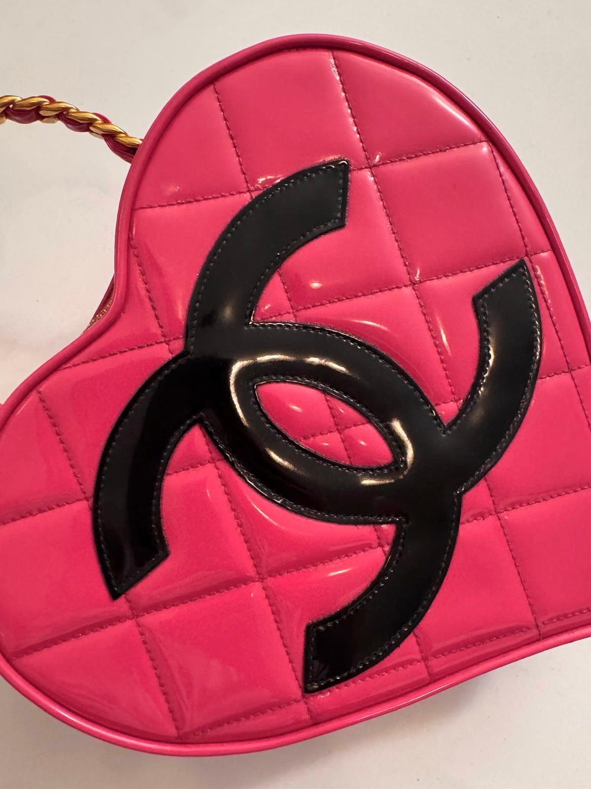 Chanel 1995 CC Hot Pink Heart Vanity Bag