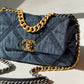 Chanel Small Navy Quilted Denim 19 Flap Bag