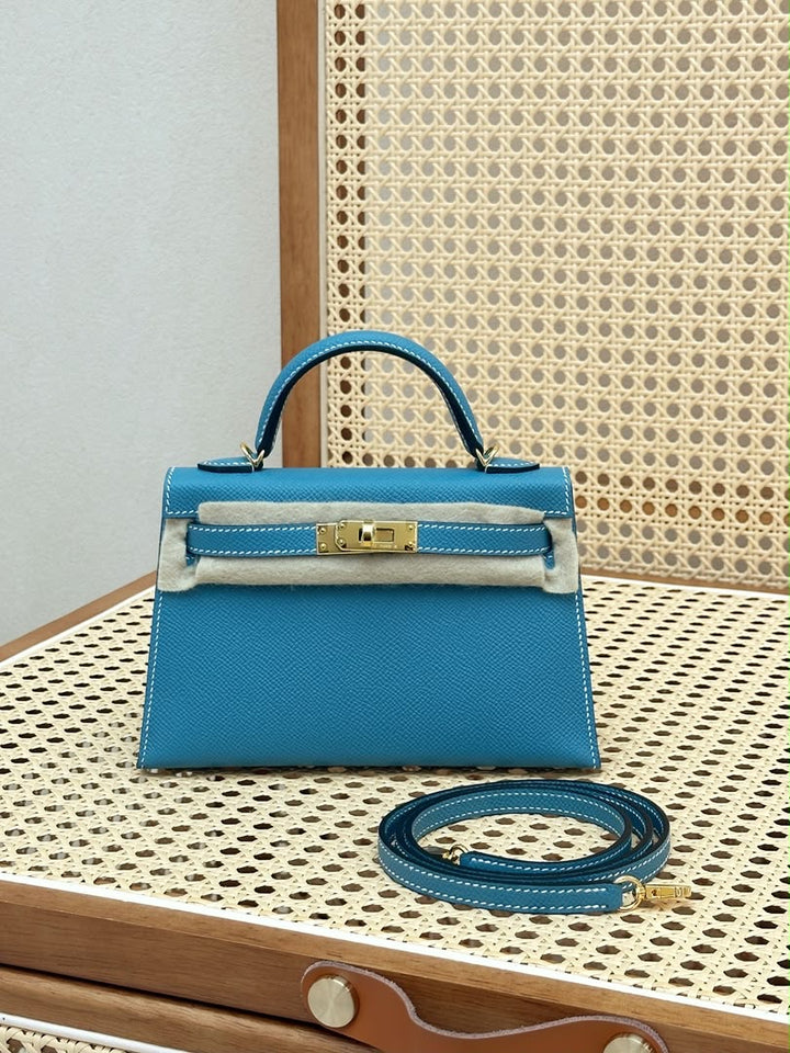 Hermès Mini Kelly Sellier 20 New Blue Jean Epsom Gold Hardware 2026