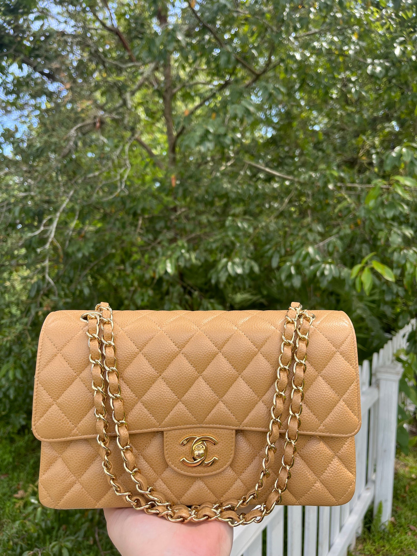 Chanel Vintage Dark Beige Medium Caviar Double Flap Bag