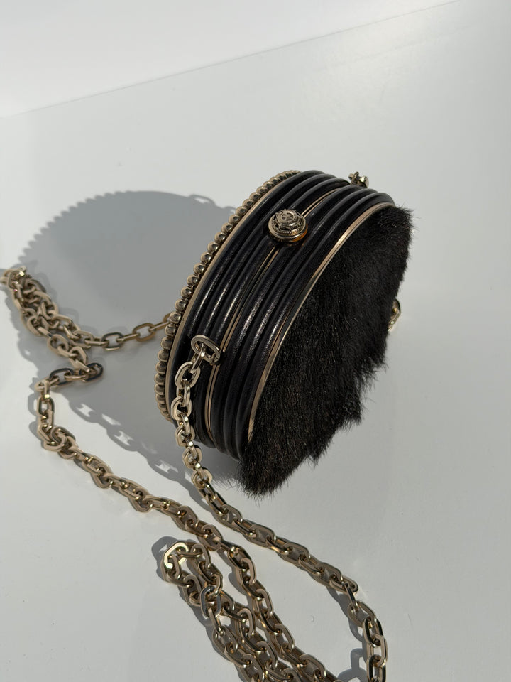 Chanel Paris-Dallas Belt Buckle Minaudière Black Lambskin & Pony Hair Gold & Palladium Hardware 2014
