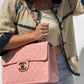 Chanel 1991 Pink Vintage Lambskin Maxi Flap Bag