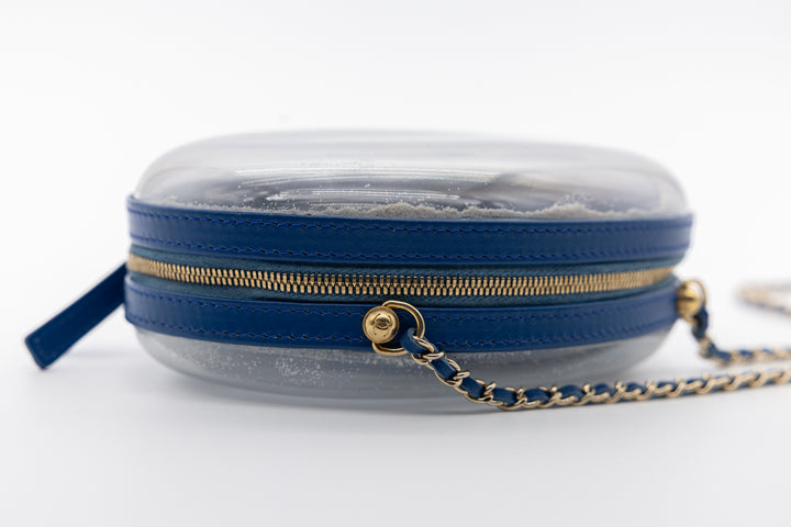 Chanel Sandbag Minaudière Blue PVC Gold Hardware 2019