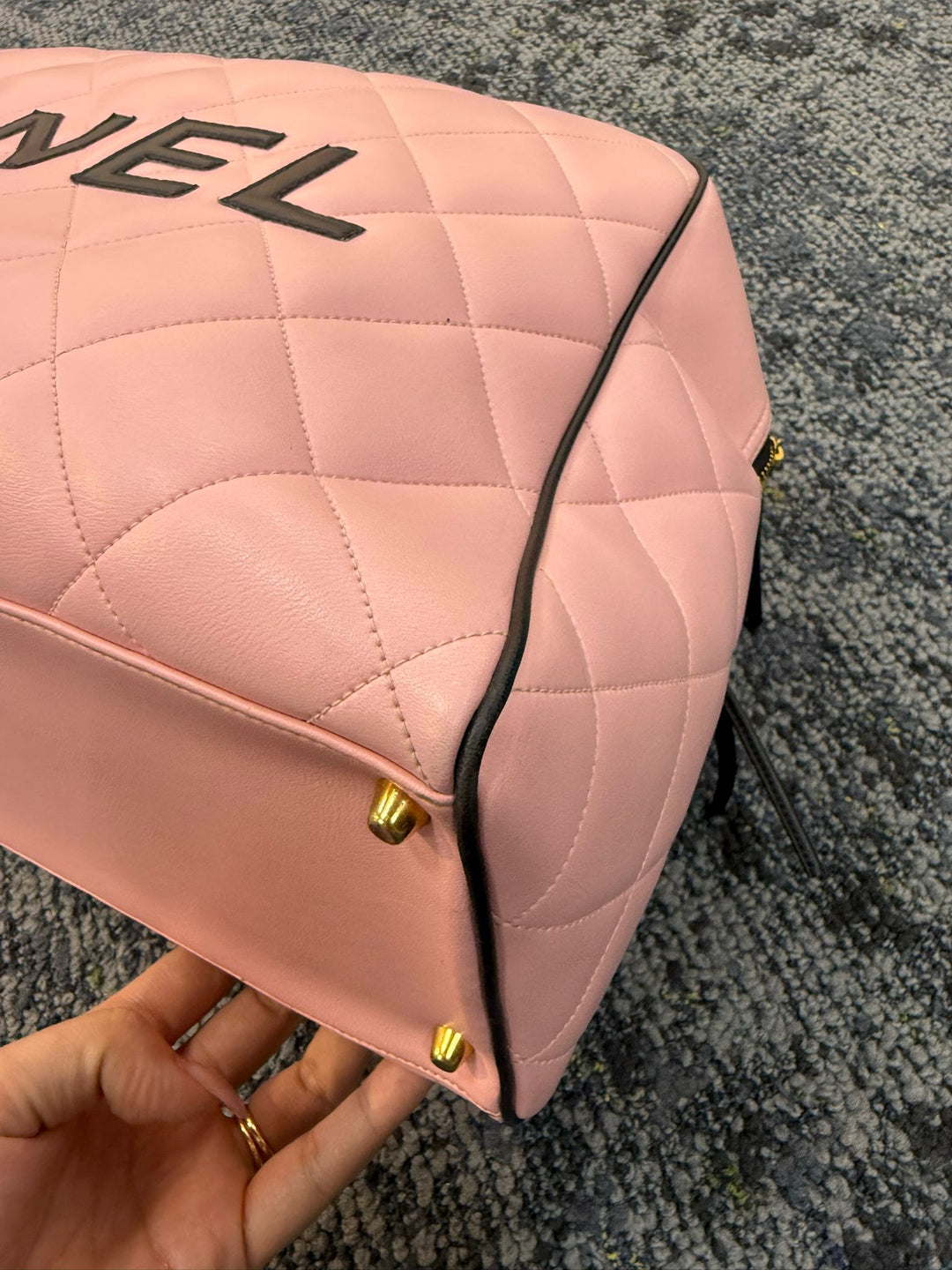 Chanel 1995 Pink CC Calfskin Duffle Bag