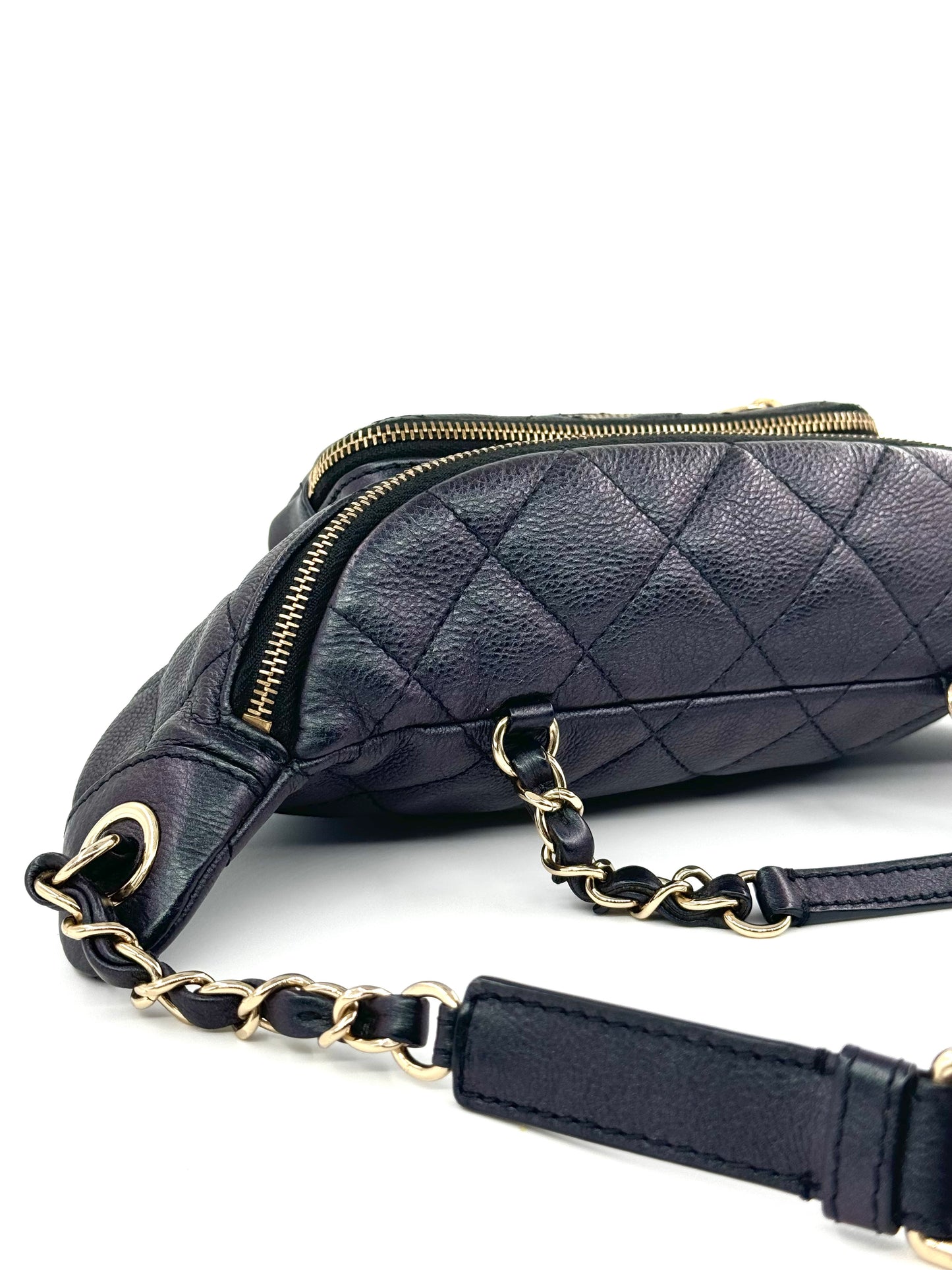 Chanel 2019 Black Iridescent Calfskin Waist Bag