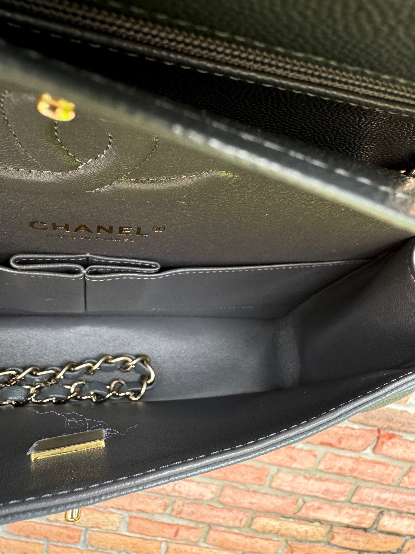 Chanel 21B Dark Grey Medium Caviar Classic Flap Bag