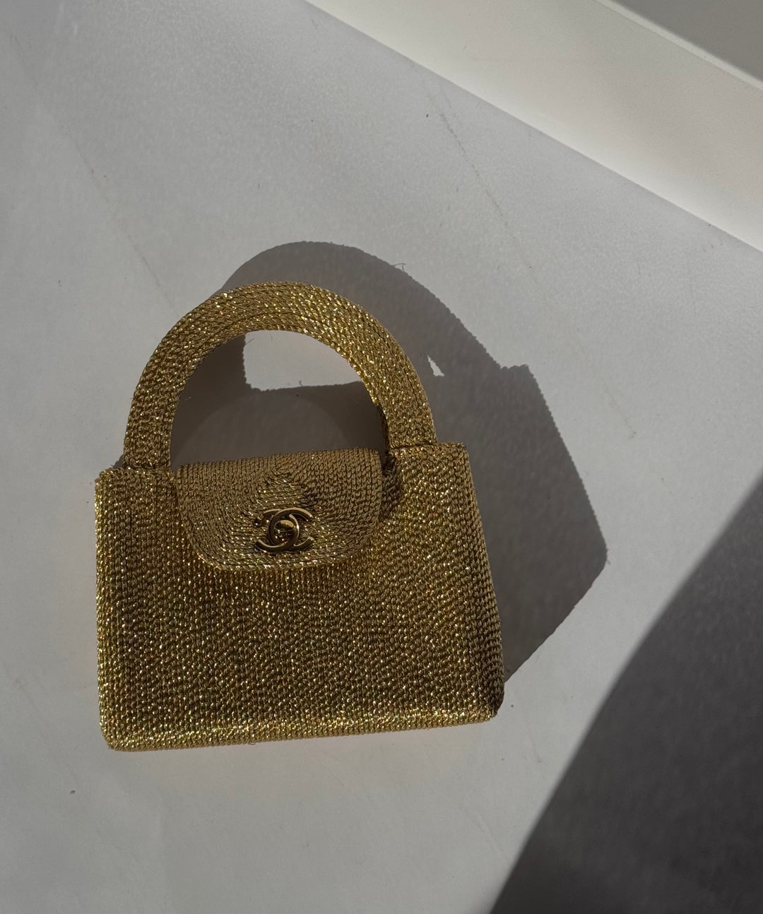 Chanel RARE 1998 Gold Silk Woven Mini Kelly