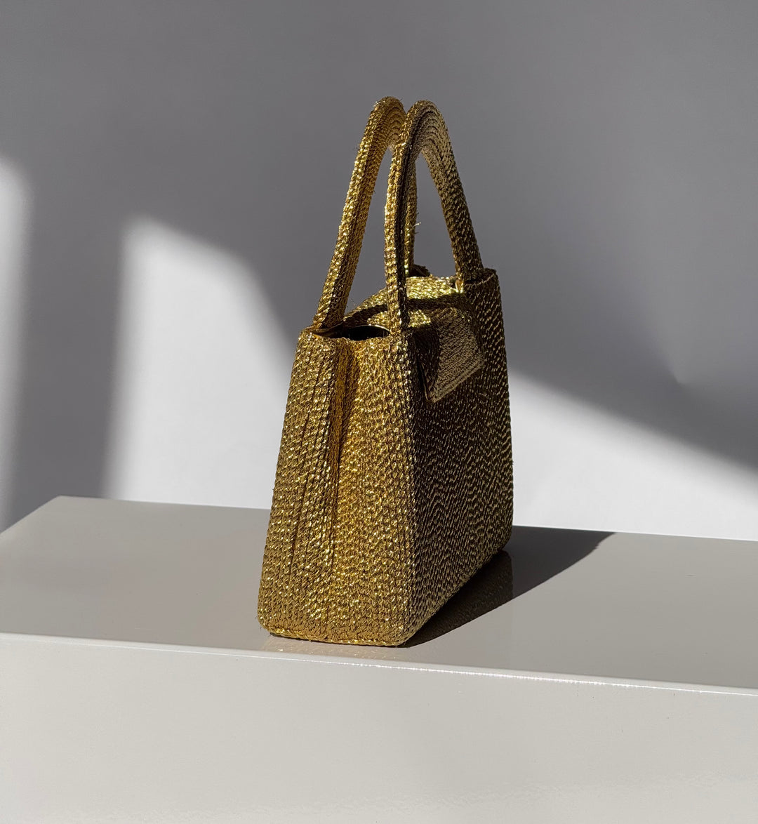 Chanel RARE 1998 Gold Silk Woven Mini Kelly