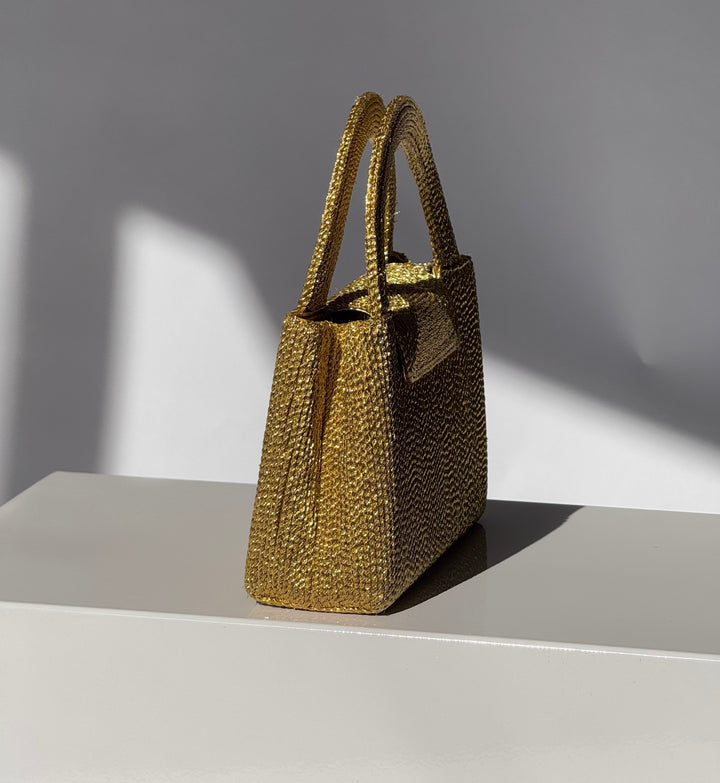 Chanel RARE 1998 Gold Silk Woven Mini Kelly