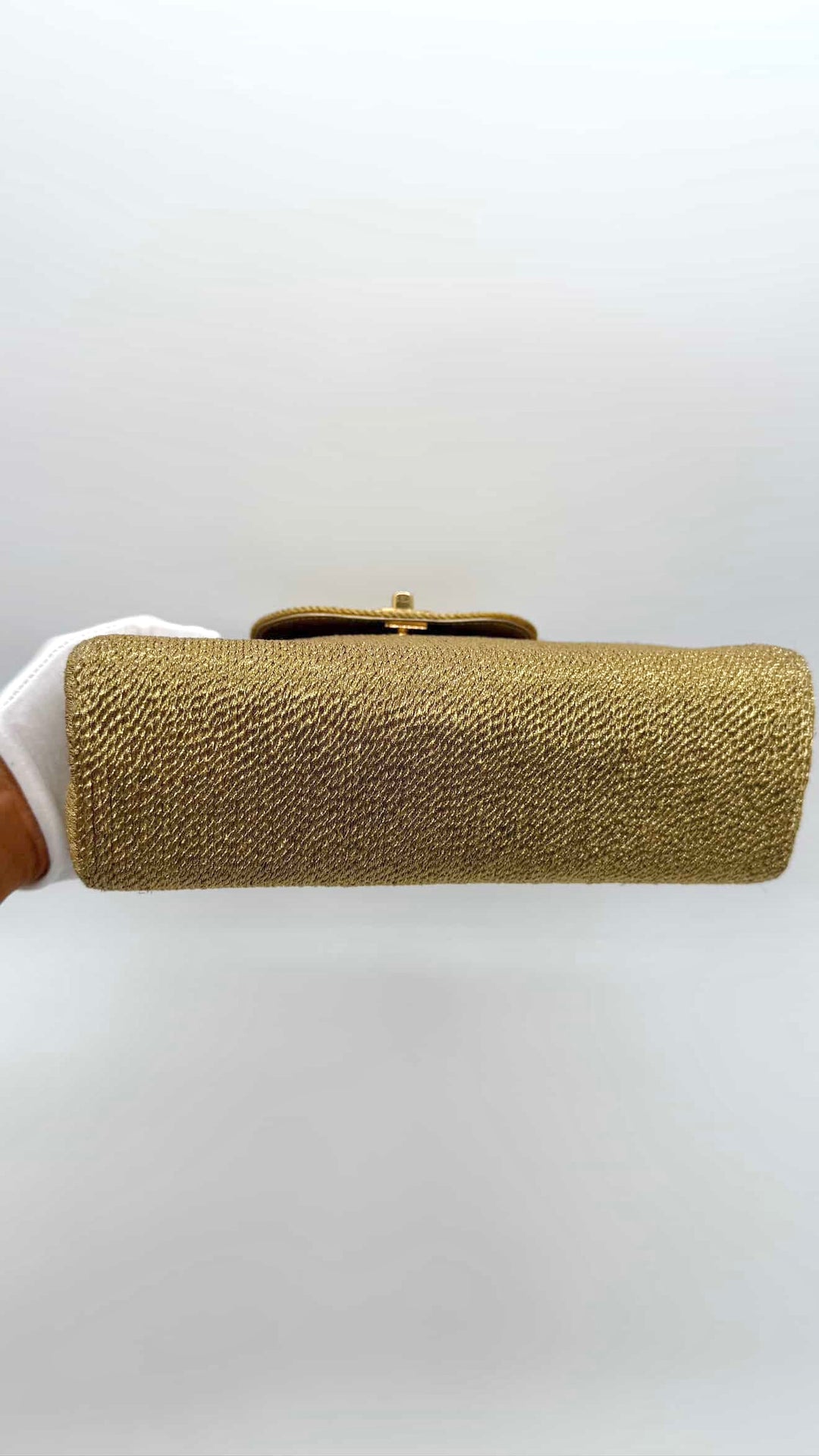 Chanel RARE 1998 Gold Silk Woven Small Kelly