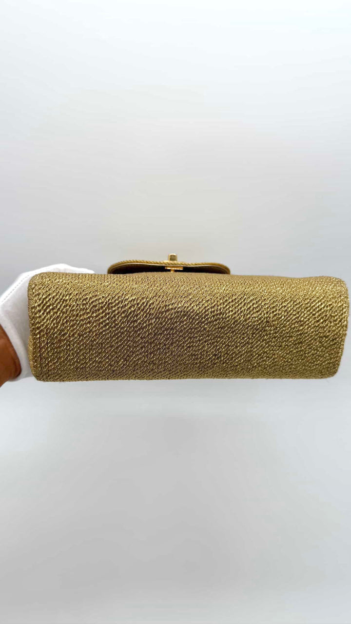 Chanel RARE 1998 Gold Silk Woven Small Kelly